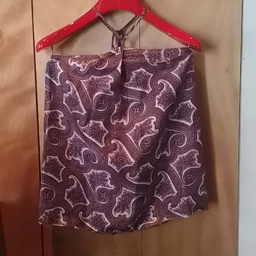 Theory  halter style tank in bright paisley -size Large, 💯% silk. NWOT.